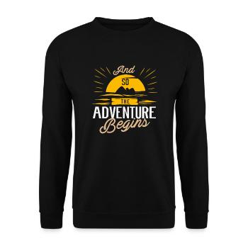 And so the Adventure begins - Camper Camping - Unisex Sweatshirt - black - Front - Alina (178cm) & Michal (187cm)