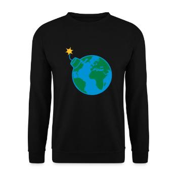 Earth globe planet world round globe circle text - Unisex Sweatshirt - black - Front - Alina (178cm) & Michal (187cm)