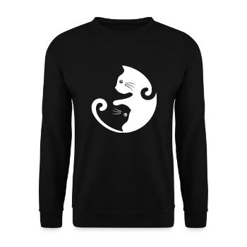 Yin Yang chat - Sweat-shirt Unisexe - noir - Devant - Alina (178cm) & Michal (187cm)