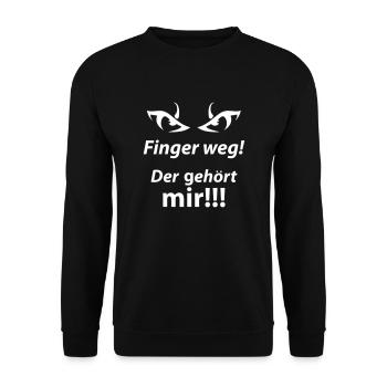 Böser Blick. Finger weg! Der Gehört mir!!! - Unisex Pullover - Schwarz - Vorne - Alina (178cm) & Michal (187cm)