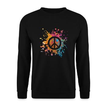 Peace Weltfrieden Geschenk - Unisex Pullover - Schwarz - Vorne - Alina (178cm) & Michal (187cm)