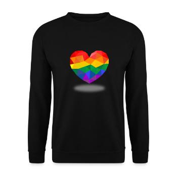 Polygon LGBT Herz CSD Regenbogen Gay Pride - Unisex Pullover - Schwarz - Vorne - Alina (178cm) & Michal (187cm)
