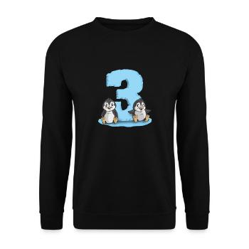 3ème anniversaire de pingouin - Sweat-shirt Unisexe - noir - Devant - Alina (178cm) & Michal (187cm)
