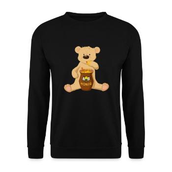 Bär mit Honig - Unisex Pullover - Schwarz - Vorne - Alina (178cm) & Michal (187cm)