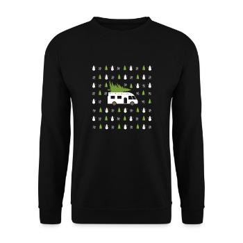 Weihnachtsgeschenk für Motorhome Owner Festliche Camper - Unisex Pullover - Schwarz - Vorne - Alina (178cm) & Michal (187cm)