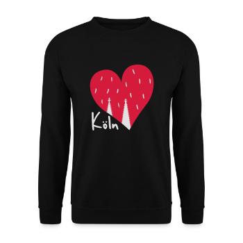 Köln im Herzen - Unisex Pullover - Schwarz - Vorne - Alina (178cm) & Michal (187cm)