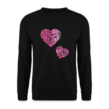 Two pink hearts - Unisex Sweatshirt - black - Front - Alina (178cm) & Michal (187cm)