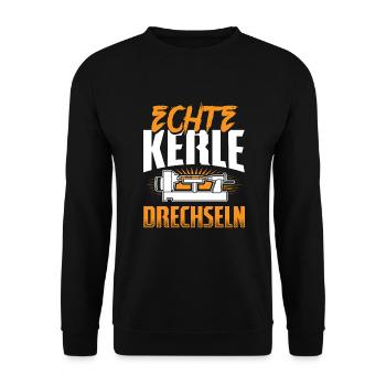 Drechsler Drechseln Drehen - Unisex Pullover - Schwarz - Vorne - Alina (178cm) & Michal (187cm)