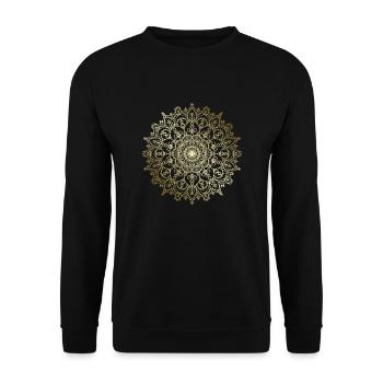Goldenes detailliertes Mandala - Unisex Pullover - Schwarz - Vorne - Alina (178cm) & Michal (187cm)