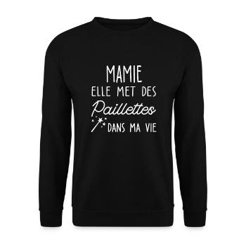mamie elle met des paillettes dans ma vie - Sweat-shirt Unisexe - noir - Devant - Alina (178cm) & Michal (187cm)