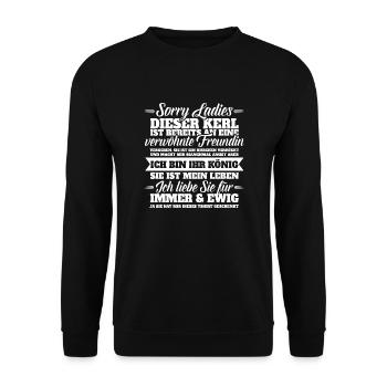 Sorry Ladys dieser Kerl Freund Ehemann Paar Gesche - Unisex Pullover - Schwarz - Vorne - Alina (178cm) & Michal (187cm)