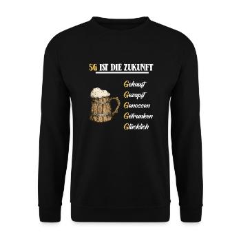 5 G Ist die Zukunft Bier Bierliebhaber Biertrinker - Unisex Pullover - Schwarz - Vorne - Alina (178cm) & Michal (187cm)