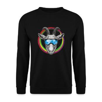 Chèvre cool avec des lunettes de ski bleues - Sweat-shirt Unisexe - noir - Devant - Alina (178cm) & Michal (187cm)