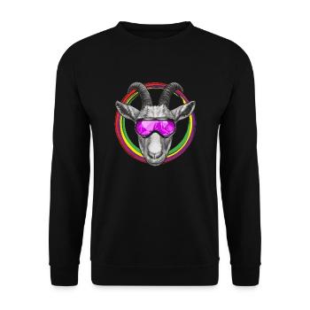Chèvre cool avec des lunettes de ski violettes - Sweat-shirt Unisexe - noir - Devant - Alina (178cm) & Michal (187cm)