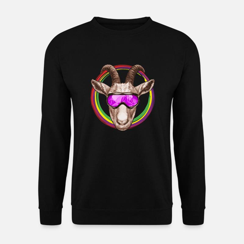 Funny goat with ski goggles - Unisex Sweatshirt - black