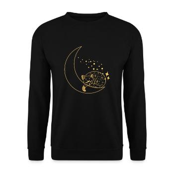 chat dans la lune brillé - Sweat-shirt Unisexe - noir - Devant - Alina (178cm) & Michal (187cm)