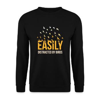 Bird Lover I Bird Watching I Easily Distracted by - Unisex Pullover - Schwarz - Vorne - Alina (178cm) & Michal (187cm)