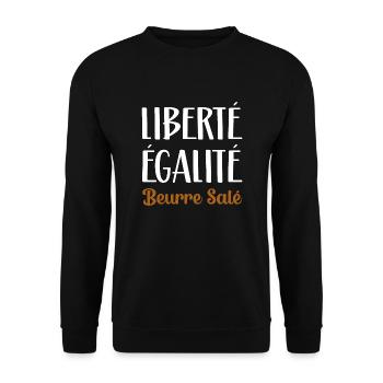 Liberté égalité beurre salé. Cadeau breton femme - Sweat-shirt Unisexe - noir - Devant - Alina (178cm) & Michal (187cm)