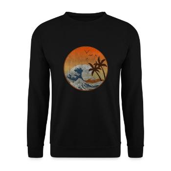 Die Große Welle vor Kanagawa - Unisex Pullover - Schwarz - Vorne - Alina (178cm) & Michal (187cm)