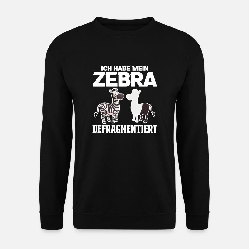 Zebra Defragmentiert Lustiges Informatiker Sprüche - Unisex Pullover - Schwarz