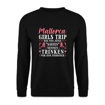 Mallorca Girls Trip Goldstrand Malle Mallorca - Unisex Pullover - Schwarz - Vorne - Alina (178cm) & Michal (187cm)