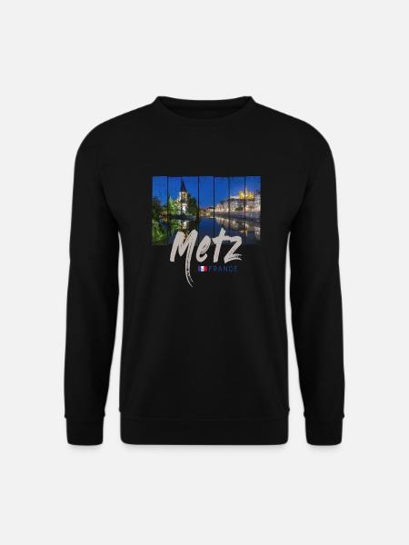 Metz Grand Est France by Night Vintage Souven - Sweat-shirt Unisexe - noir