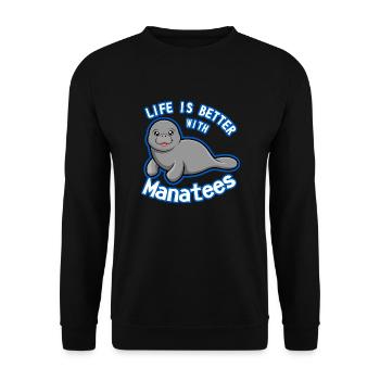 Life With Manatees Cute Sea Animal Wildlife Nature - Unisex Sweatshirt - black - Front - Alina (178cm) & Michal (187cm)