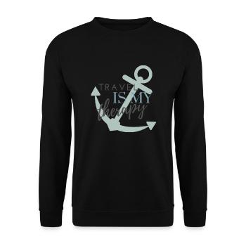 Travel is my therapy - Reisen ist meine Therapie - Unisex Pullover - Schwarz - Vorne - Alina (178cm) & Michal (187cm)