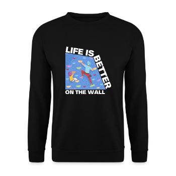Wall Climbing Bouldering - Unisex Sweatshirt - black - Front - Alina (178cm) & Michal (187cm)
