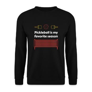 Outdoor Gartenspiel Lustiges Pickleball Design mit - Unisex Pullover - Schwarz - Vorne - Alina (178cm) & Michal (187cm)