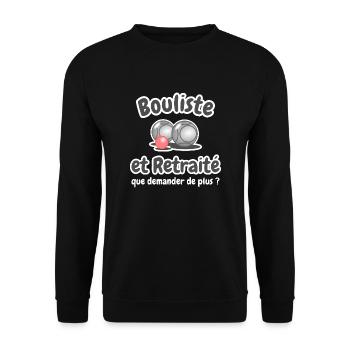 bouliste et retraité que demander de plus - Sweat-shirt Unisexe - noir - Devant - Alina (178cm) & Michal (187cm)