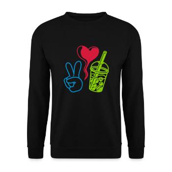 Thé à bulles Love Peace - Sweat-shirt Unisexe - noir - Devant - Alina (178cm) & Michal (187cm)
