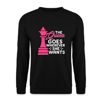The Queen Goes Wherever She Wants Board - Unisex Pullover - Schwarz - Vorne - Alina (178cm) & Michal (187cm)
