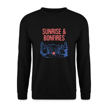 Sunrise & Bonfires Camping Summer Camper Tropical - Unisex Pullover - Schwarz - Vorne - Alina (178cm) & Michal (187cm)