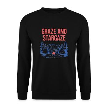 Graze and Stargaze Camping Wildlife Camper - Unisex Sweatshirt - black - Front - Alina (178cm) & Michal (187cm)