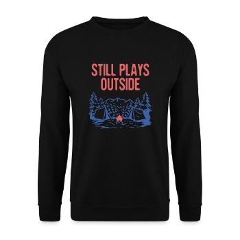Still Plays Outside Camping Summer Camper - Unisex Sweatshirt - black - Front - Alina (178cm) & Michal (187cm)