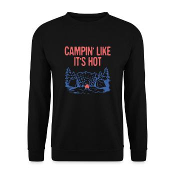 Campin' Like It's Hot Summer Camping Tropical - Unisex Pullover - Schwarz - Vorne - Alina (178cm) & Michal (187cm)