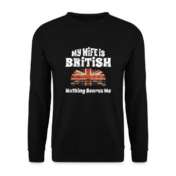 My Wife Is British Nothing Scares Me - Sweat-shirt Unisexe - noir - Devant - Alina (178cm) & Michal (187cm)