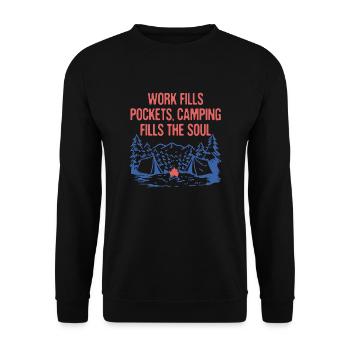 Camping Fills the Soul Motivational Quote Camper - Unisex Sweatshirt - black - Front - Alina (178cm) & Michal (187cm)
