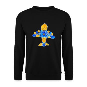 Mriya. AN 225. Peinture petrykivka. Art ukrainien. - Sweat-shirt Unisexe - noir - Devant - Alina (178cm) & Michal (187cm)