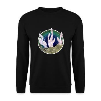Pflanze im Line-Art-Stil in Neon - Unisex Pullover - Schwarz - Vorne - Alina (178cm) & Michal (187cm)