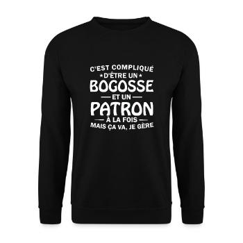 bogosse et patron à la fois - Sweat-shirt Unisexe - noir - Devant - Alina (178cm) & Michal (187cm)
