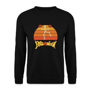 Halloween Squelette portant des Citrouilles - Sweat-shirt Unisexe - noir - Devant - Alina (178cm) & Michal (187cm)