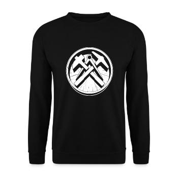 Dachdecker Zunft Wappen Handwerk Handwerker Dach - Unisex Pullover - Schwarz - Vorne - Alina (178cm) & Michal (187cm)