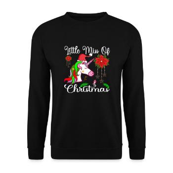 Little Miss Of Christmas Funny Unicorn - Unisex Sweatshirt - black - Front - Alina (178cm) & Michal (187cm)