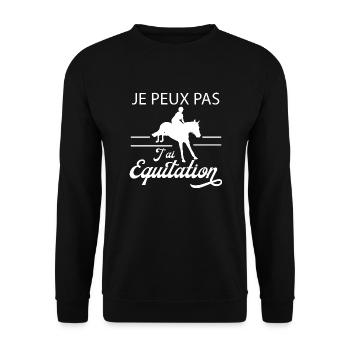 Je peux pas, j'ai équitation. Cavalière. - Sweat-shirt Unisexe - noir - Devant - Alina (178cm) & Michal (187cm)