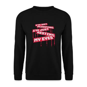 im not sleeping Zitat - Unisex Pullover - Schwarz - Vorne - Alina (178cm) & Michal (187cm)