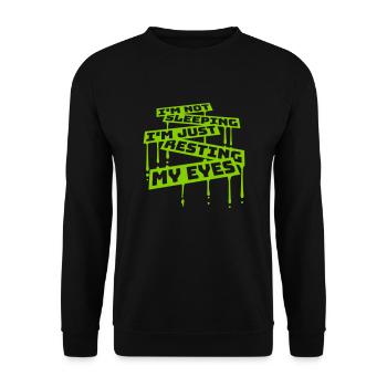 im not sleeping Zitat - Unisex Pullover - Schwarz - Vorne - Alina (178cm) & Michal (187cm)