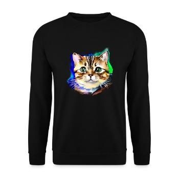Katzengesicht 3 - Unisex Pullover - Schwarz - Vorne - Alina (178cm) & Michal (187cm)