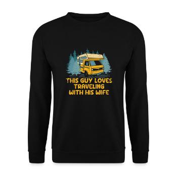 Loves Traveling With His Wife Traveler Husband - Unisex Sweatshirt - black - Front - Alina (178cm) & Michal (187cm)